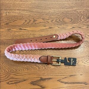 Braided Pink Leather Belt